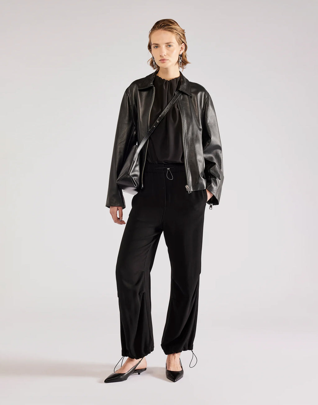 ERIKA CAVALLINI Pantalone Cargo in Cadì Nero