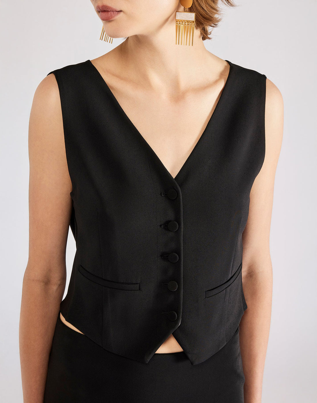ERIKA CAVALLINI Gilet Schiena Scoperta in Cadì Nero