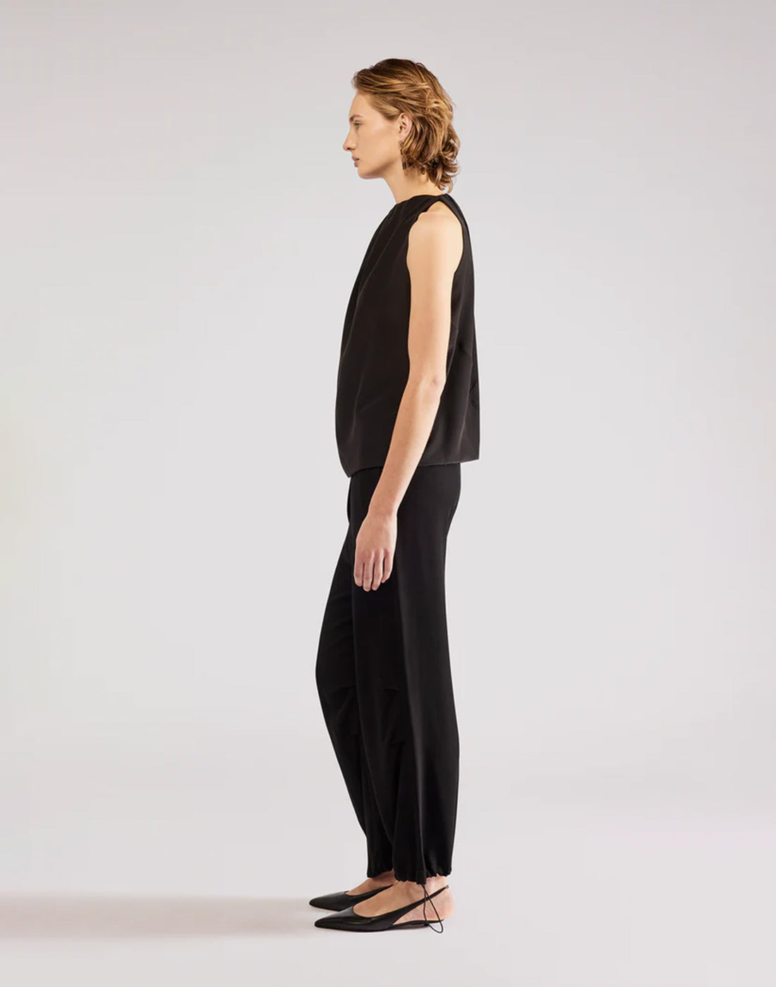 ERIKA CAVALLINI Top in Crêpe de Chine di Seta Nero