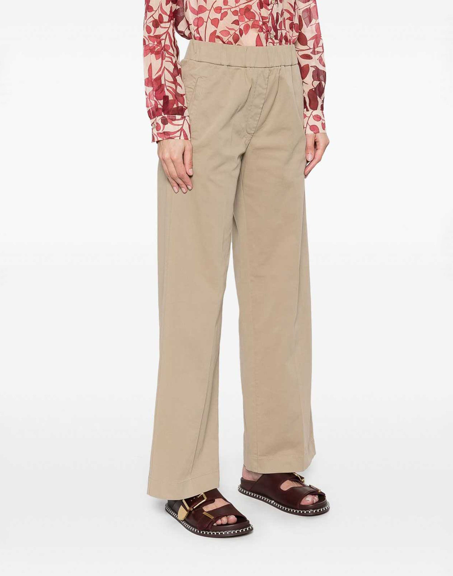 FORTE FORTE Pantaloni Essential in Twill di Cotone Taupe