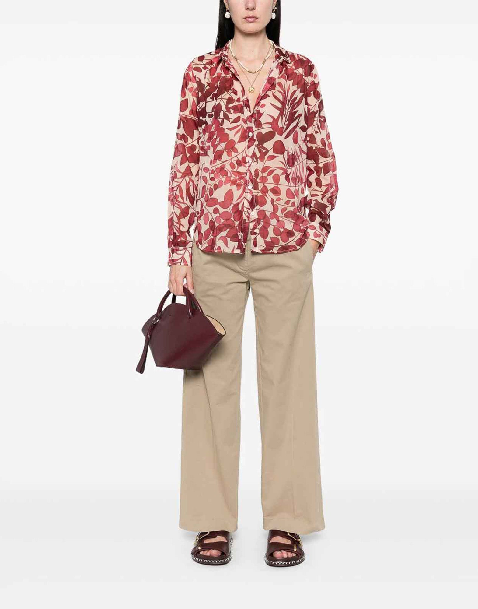 FORTE FORTE Pantaloni Essential in Twill di Cotone Taupe