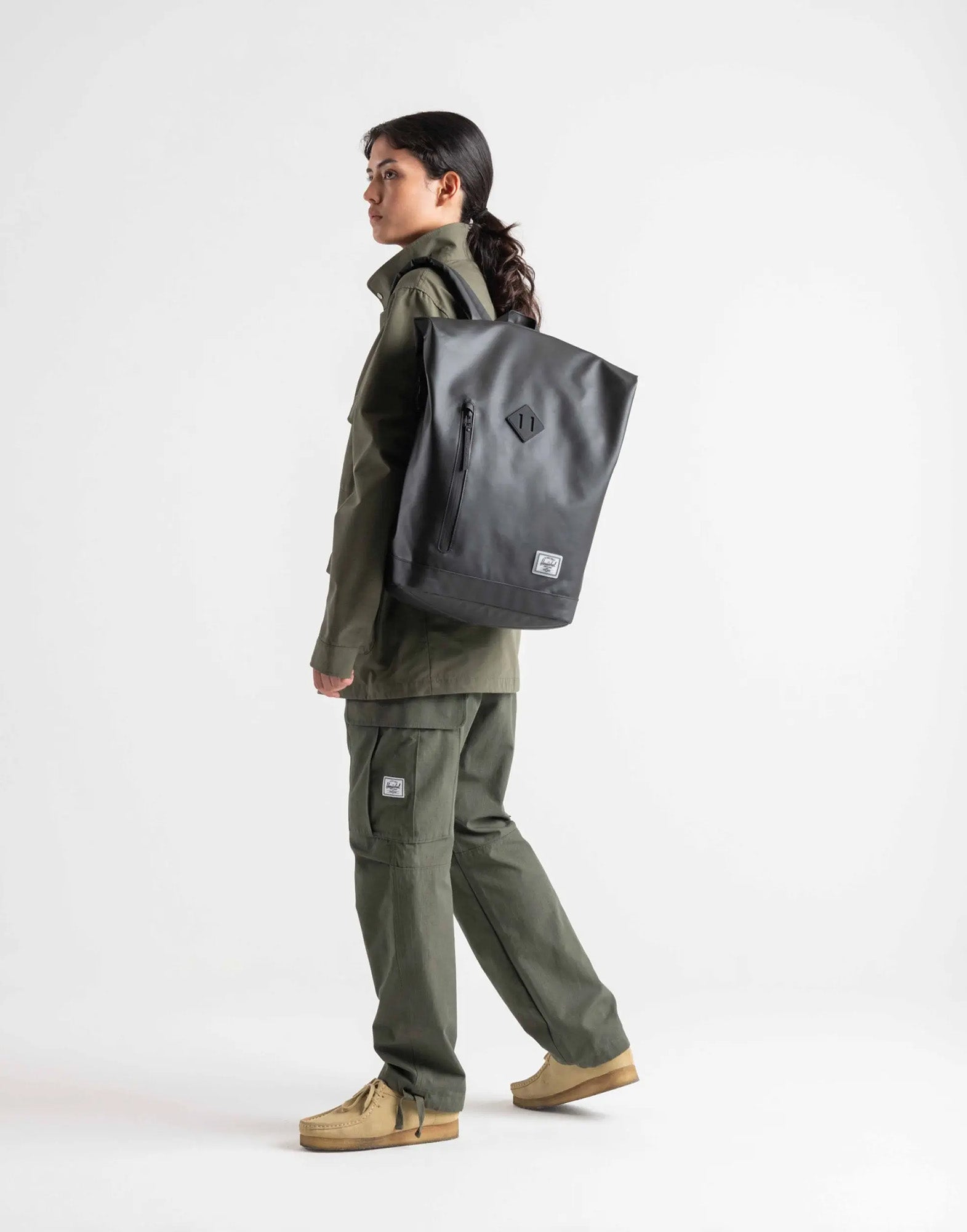 HERSCHEL Roll Top Backpack Weather Resistant 23L Black