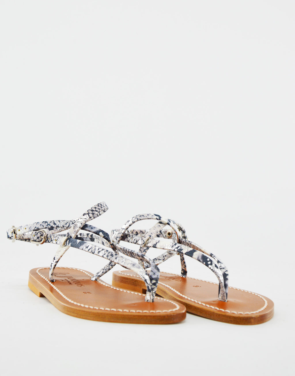 K.JACQUES Sandali Abako in Pelle Hawai Blanc
