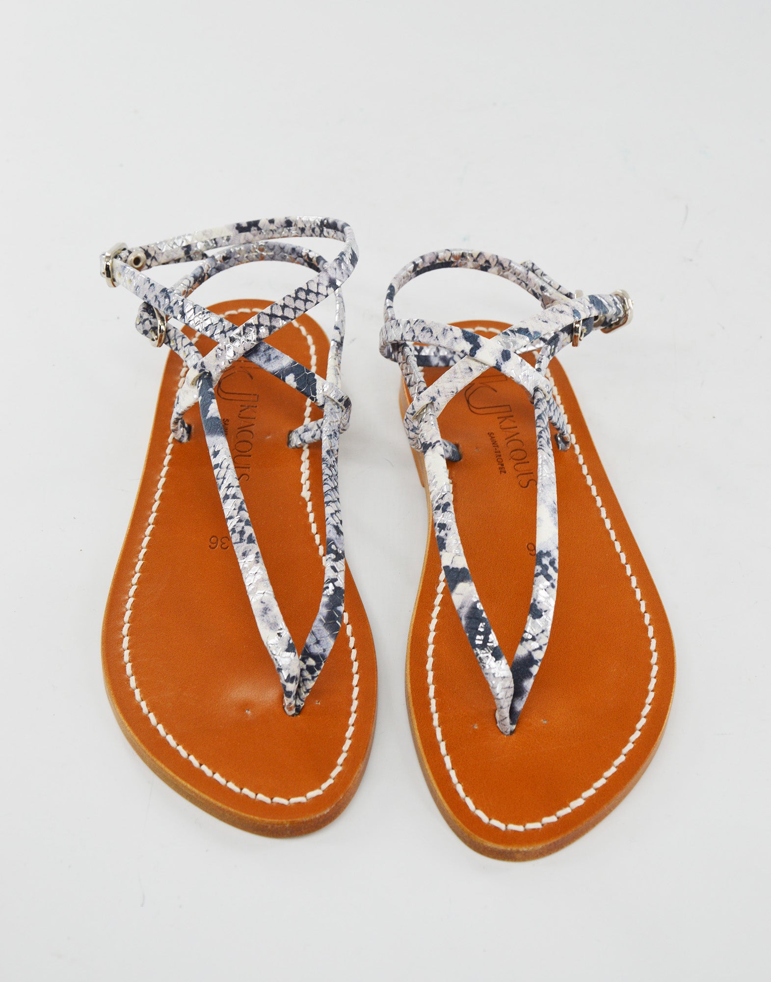 K.JACQUES Sandali Abako in Pelle Hawai Blanc