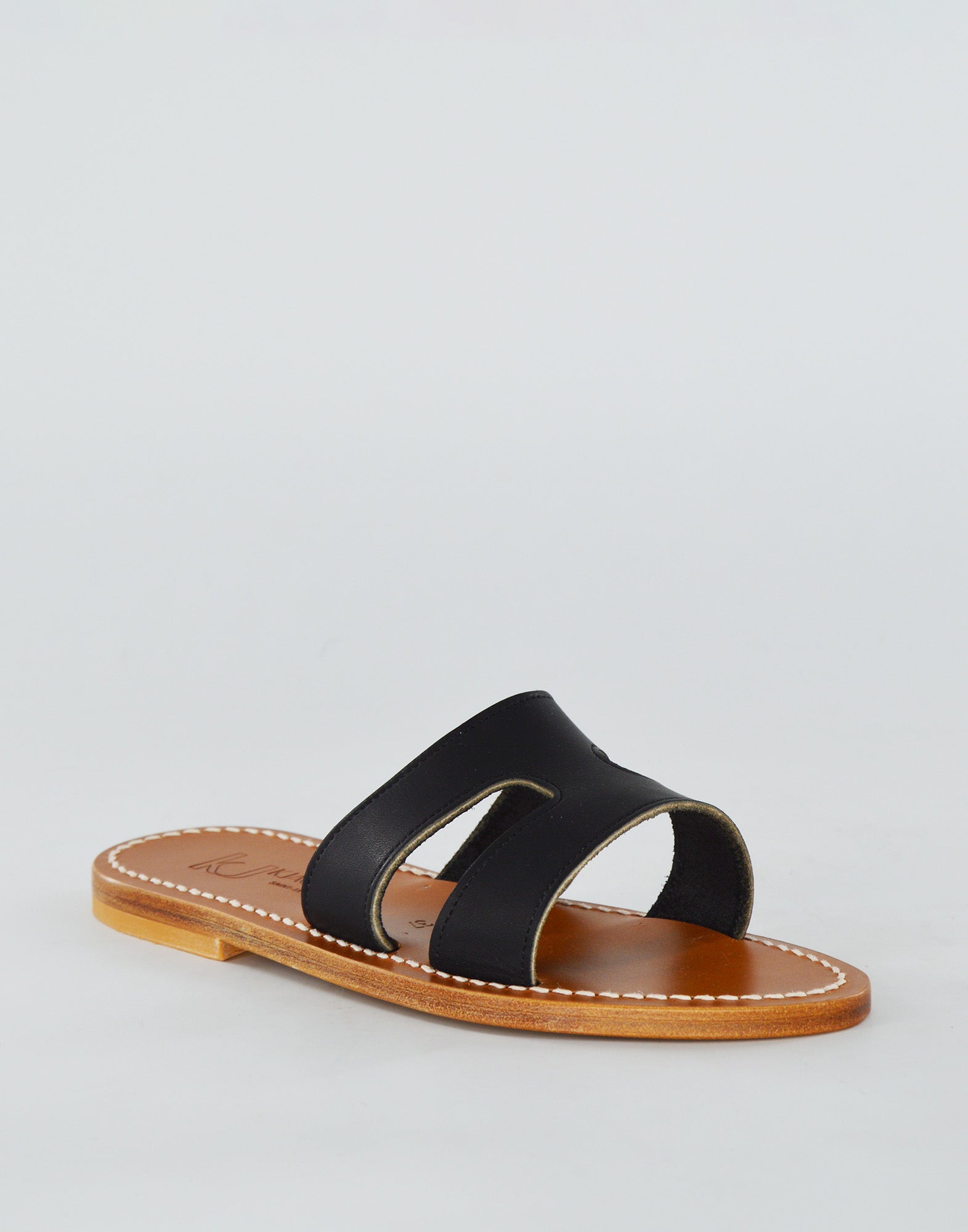 K.JACQUES Sandali Menandre in Pelle Noir