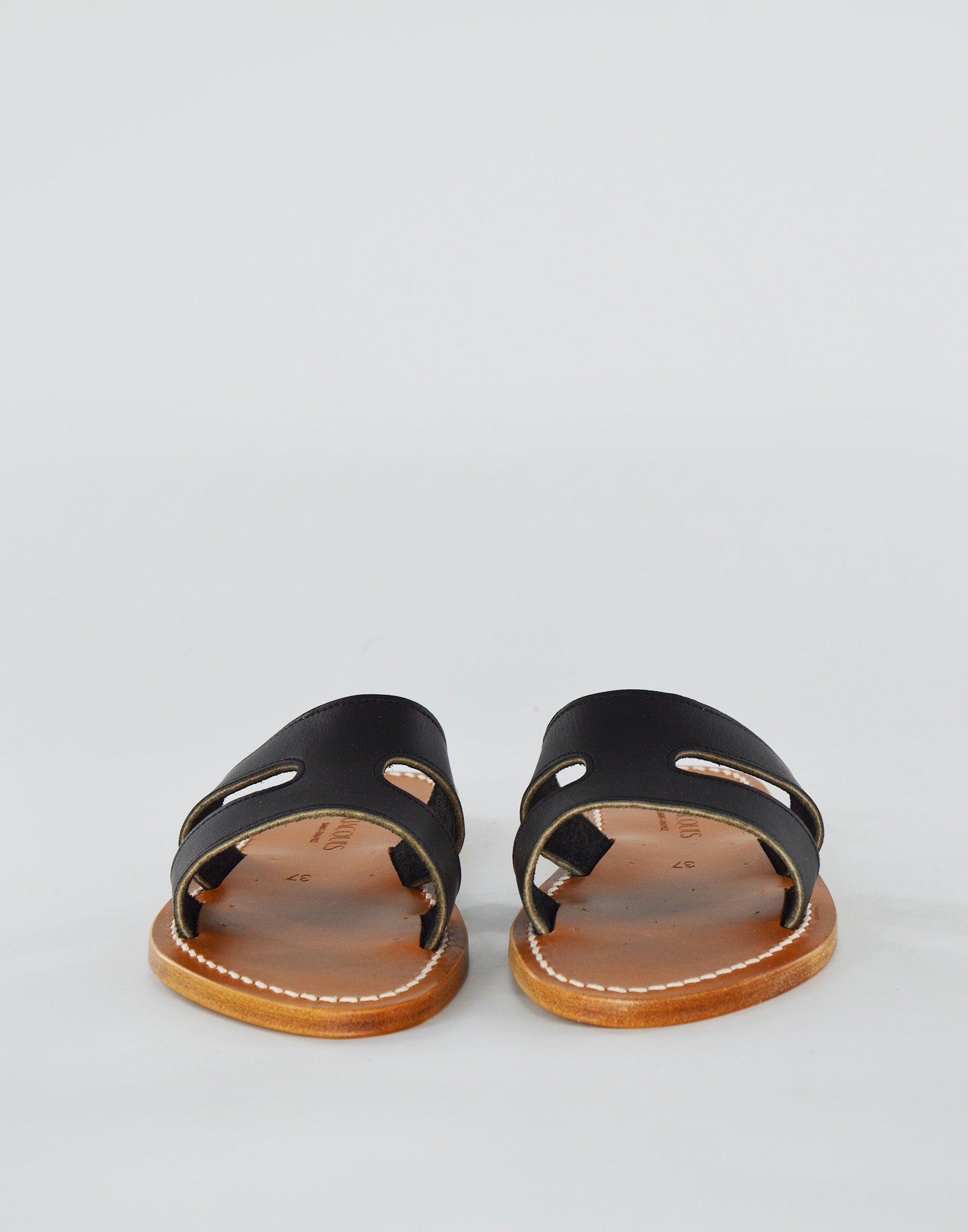 K.JACQUES Sandali Menandre in Pelle Noir