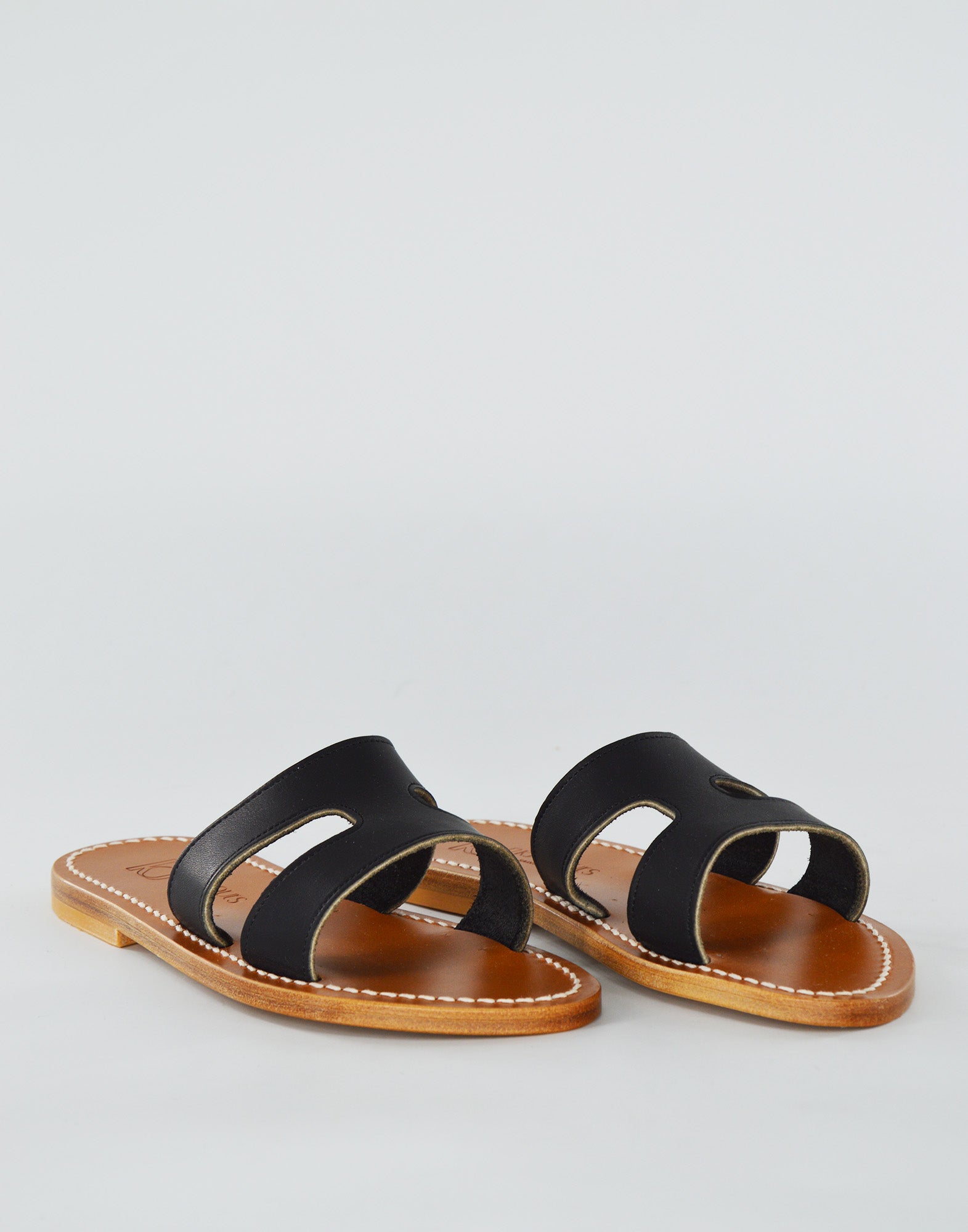 K.JACQUES Sandali Menandre in Pelle Noir