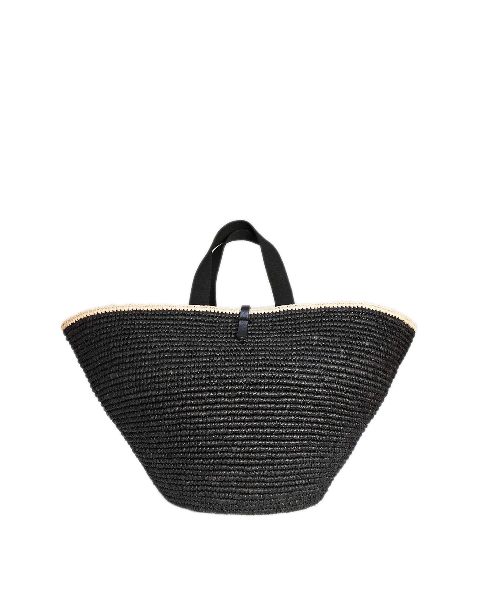 MAISON N.H PARIS Borsa Carla XL in Raffia Naturale Noir/Naturel