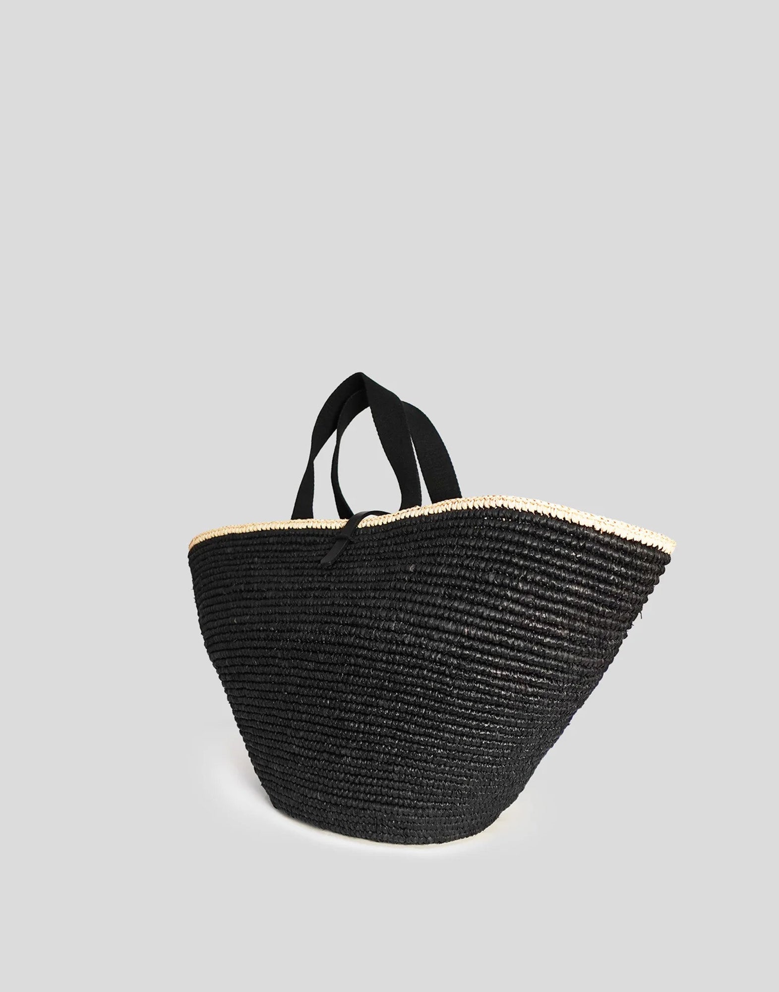 MAISON N.H PARIS Borsa Carla XL in Raffia Naturale Noir/Naturel