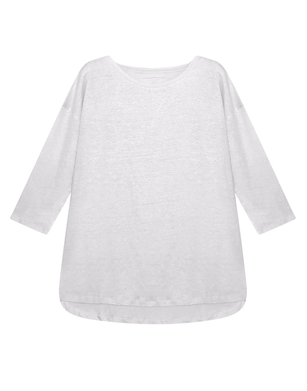 MAJESTIC FILATURES T-shirt Over in Lino a Maniche 3/4 Bianca