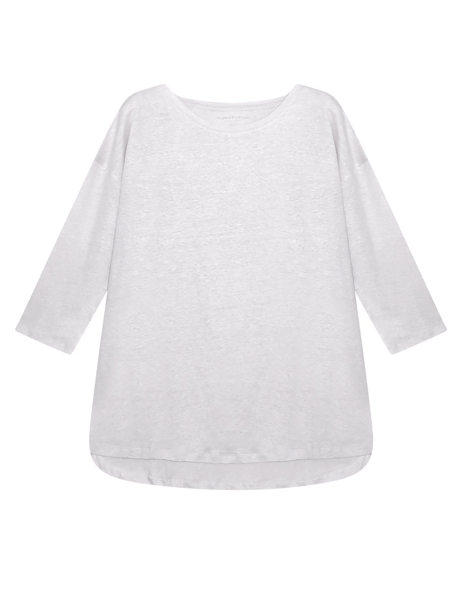 MAJESTIC FILATURES T-shirt Over in Lino a Maniche 3/4 Bianca