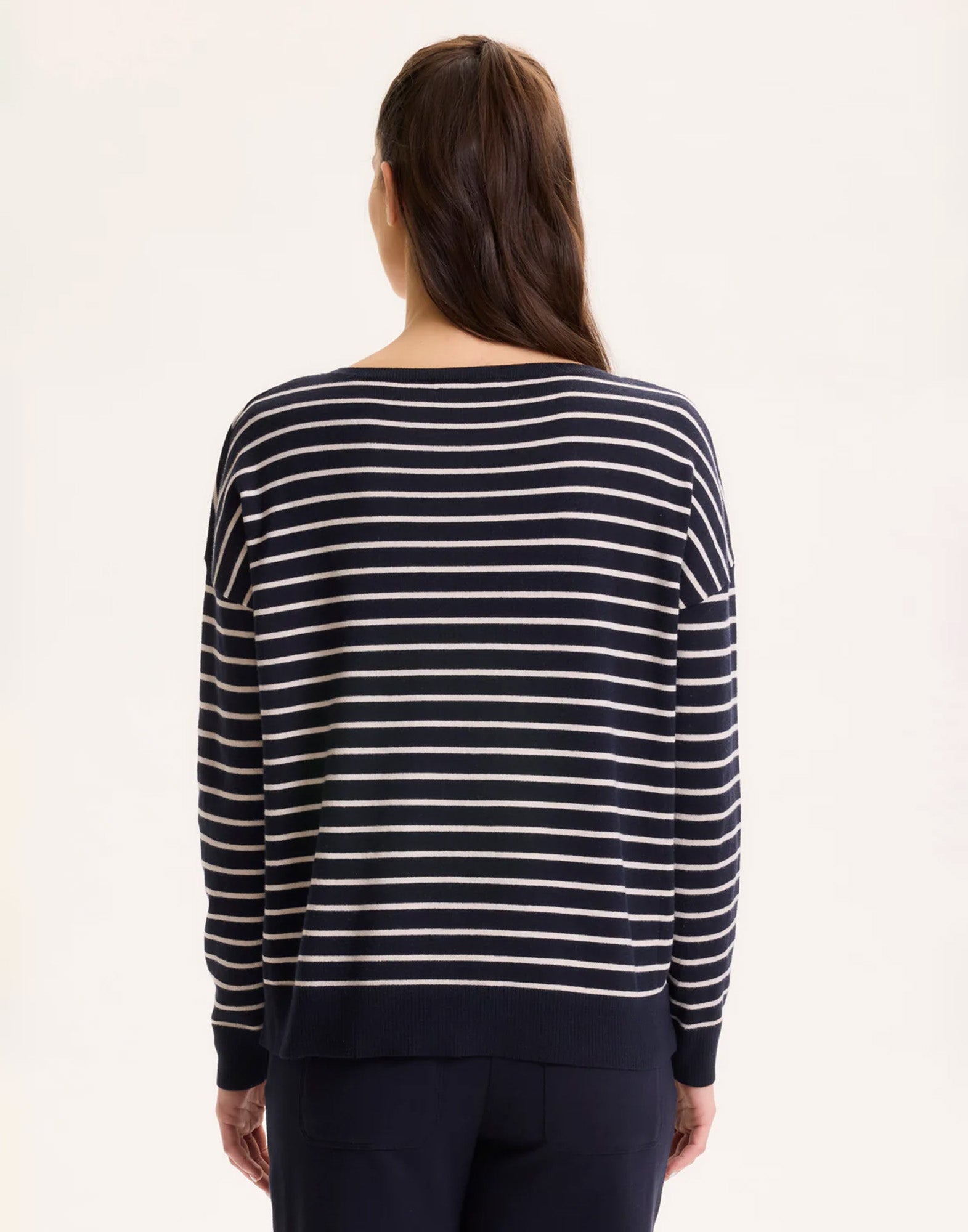 MAJESTIC FILATURES Maglia Girocollo in Cotone Organico a Righe Marine