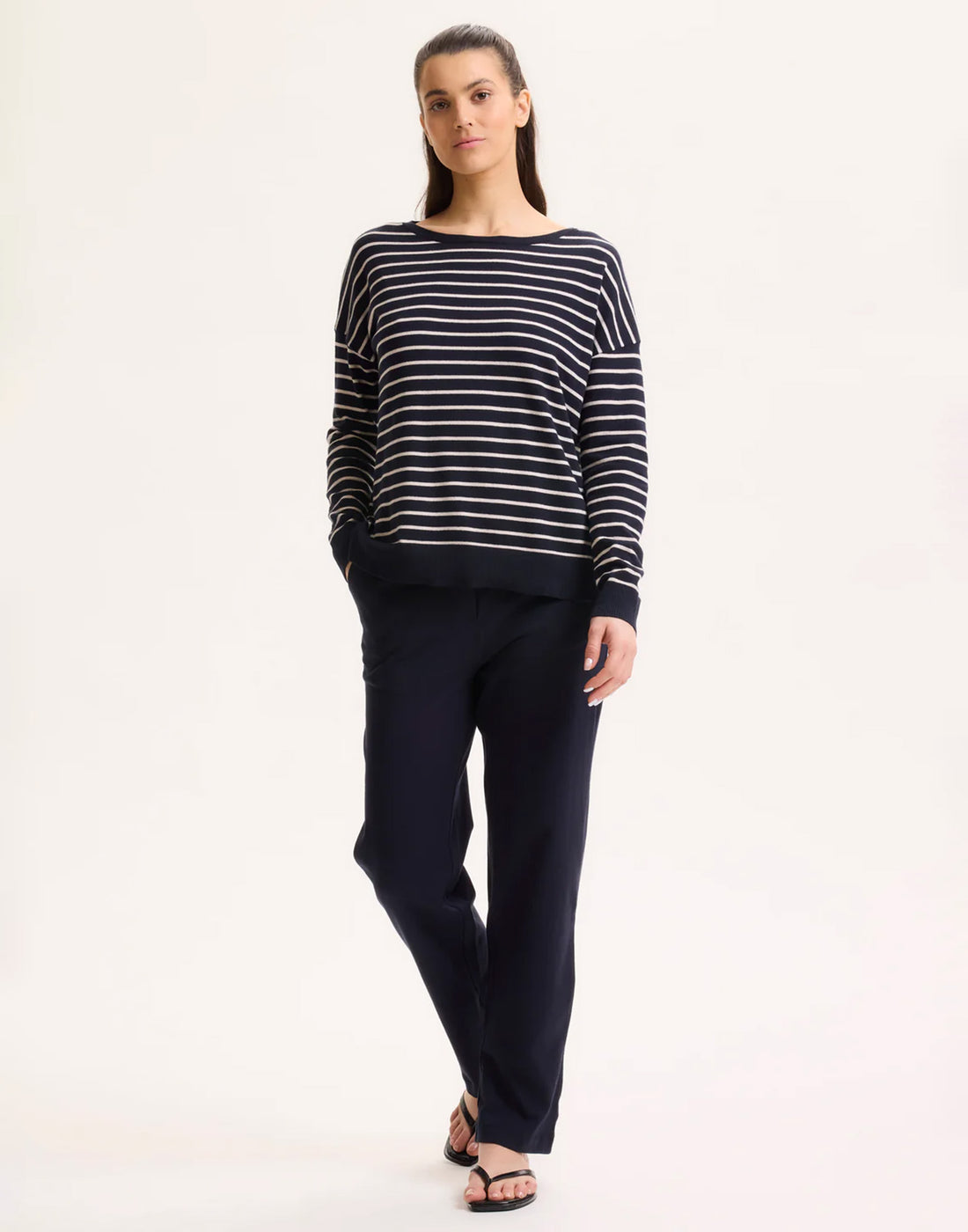 MAJESTIC FILATURES Maglia Girocollo in Cotone Organico a Righe Marine