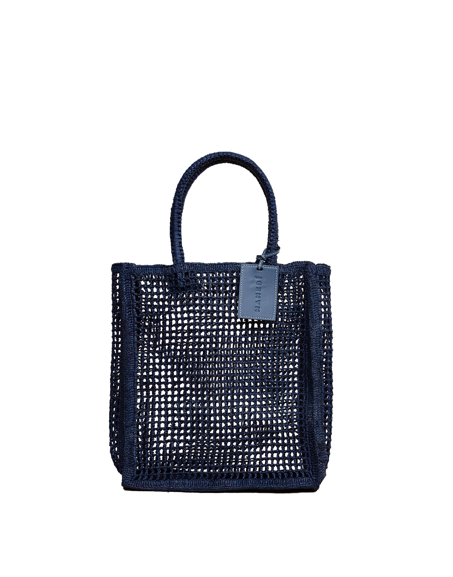 MANEBI Shopping a Rete in Rafia Vintage Navy