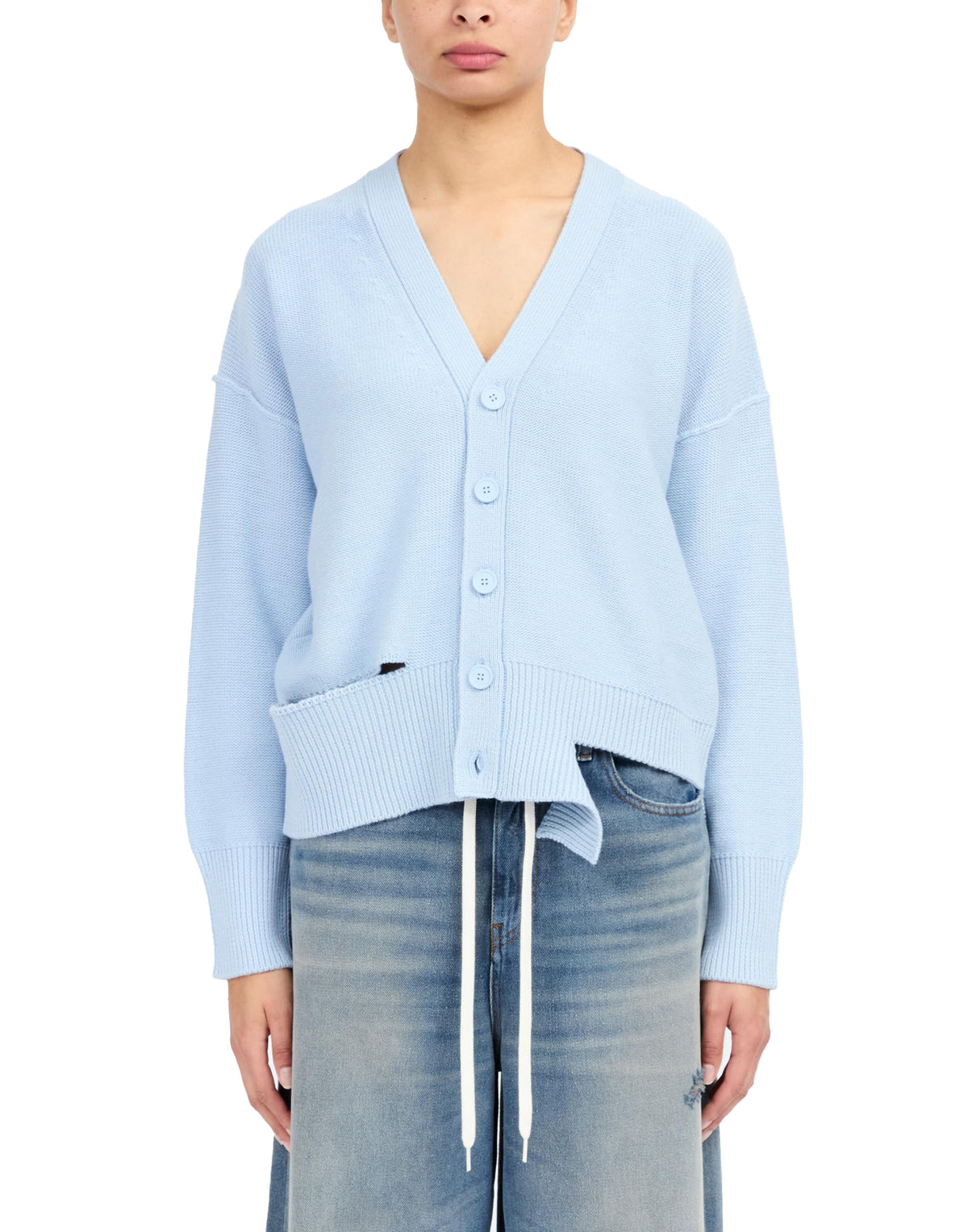 Cardigan MM6 MAISON MARGIELA à effet usé Froth Blue