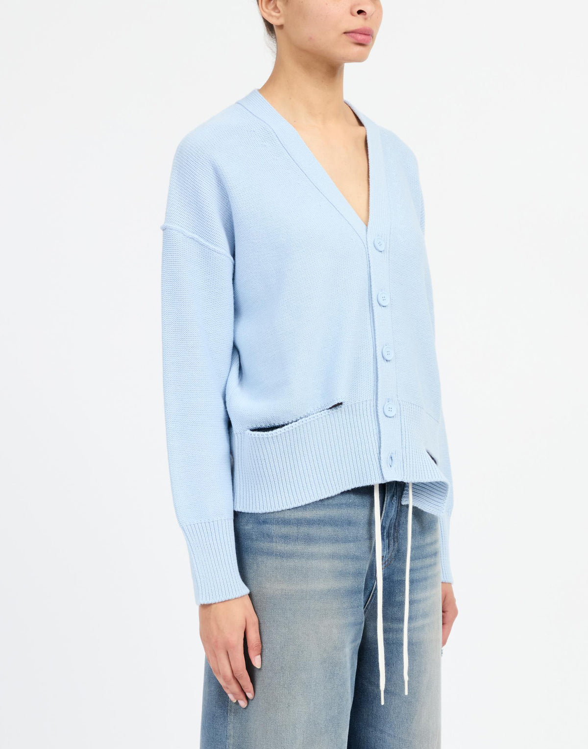 Cardigan MM6 MAISON MARGIELA à effet usé Froth Blue