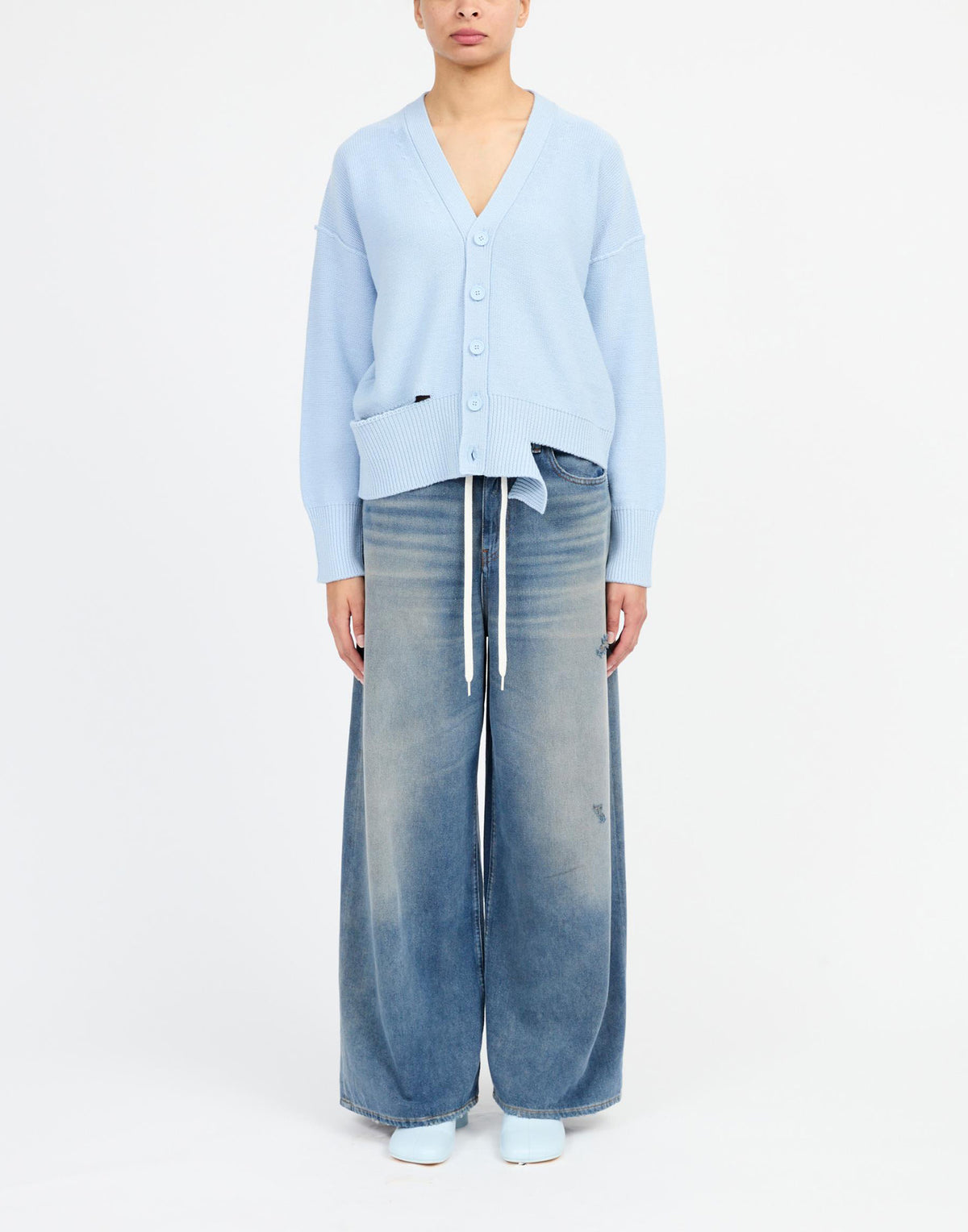Cardigan MM6 MAISON MARGIELA à effet usé Froth Blue