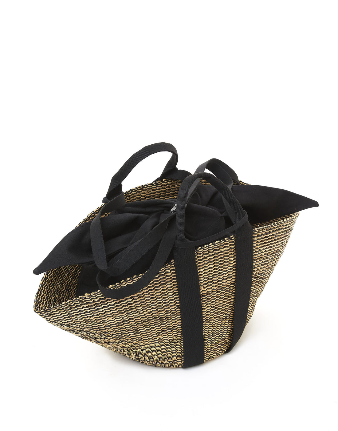 MUUN Borsa Sophie Hstripe in Paglia con Pochette in Cotone