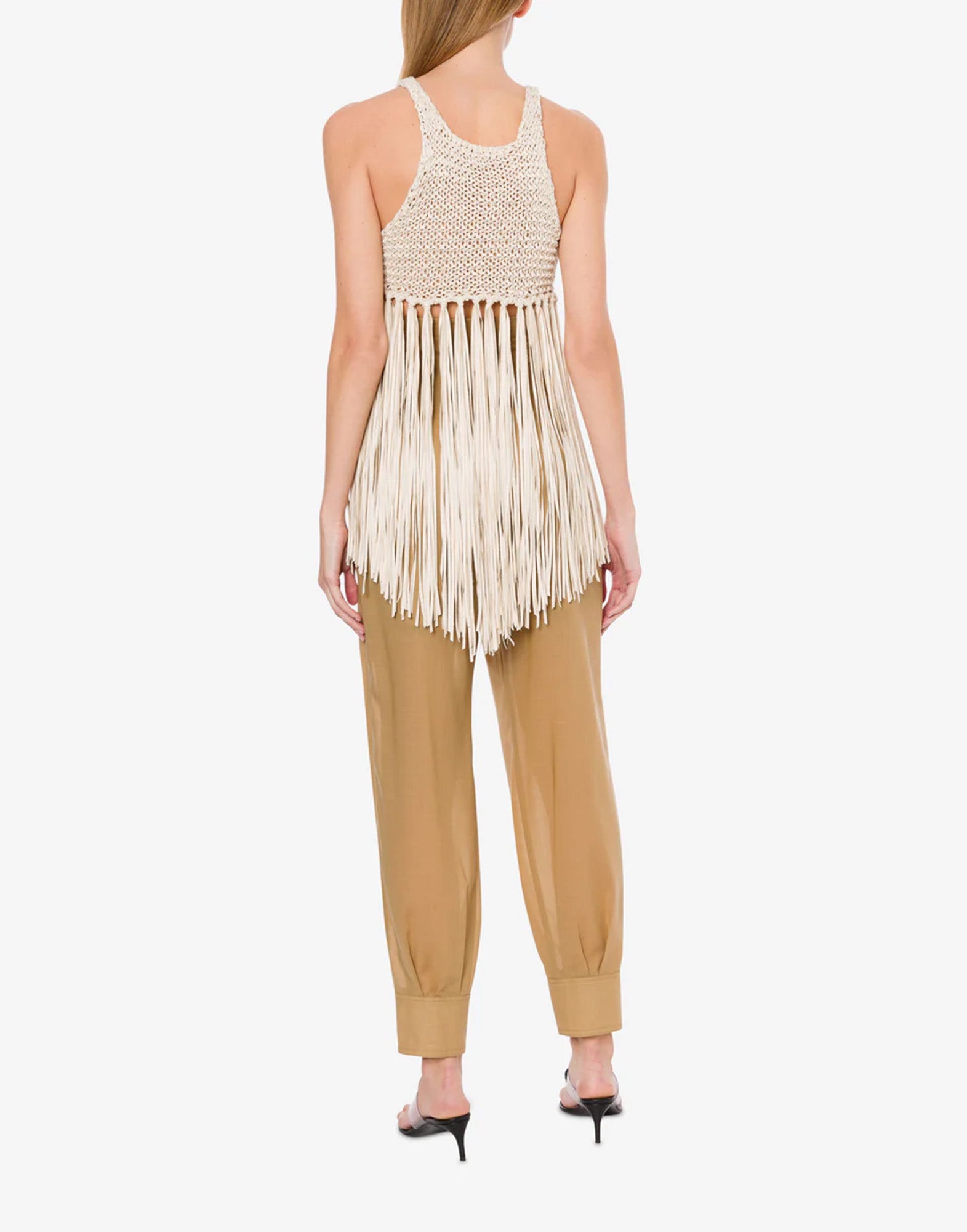PHILOSOPHY Top in Fettuccia Suede con Frange