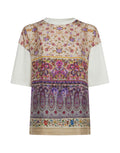 PIERRE-LOUIS MASCIA T-shirt Manica Corta in Cotone e Seta Stampata Viola