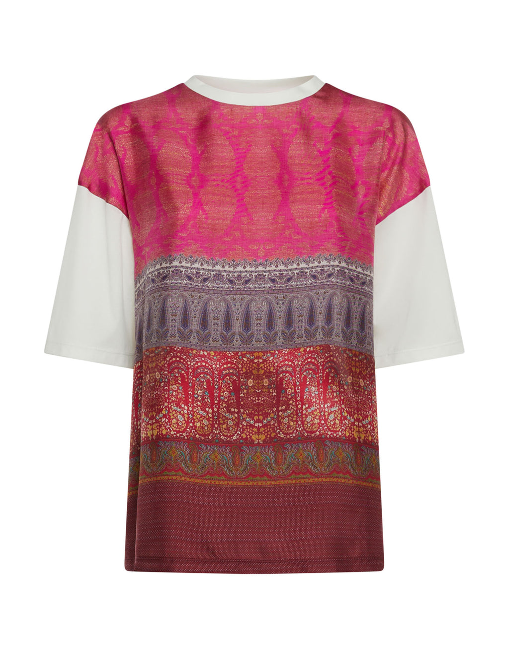 PIERRE-LOUIS MASCIA T-shirt Manica Corta in Cotone e Seta Stampata Rosa