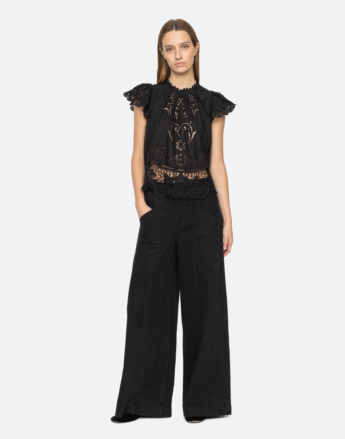 SEA NY Top Gianna in Pizzo Nero