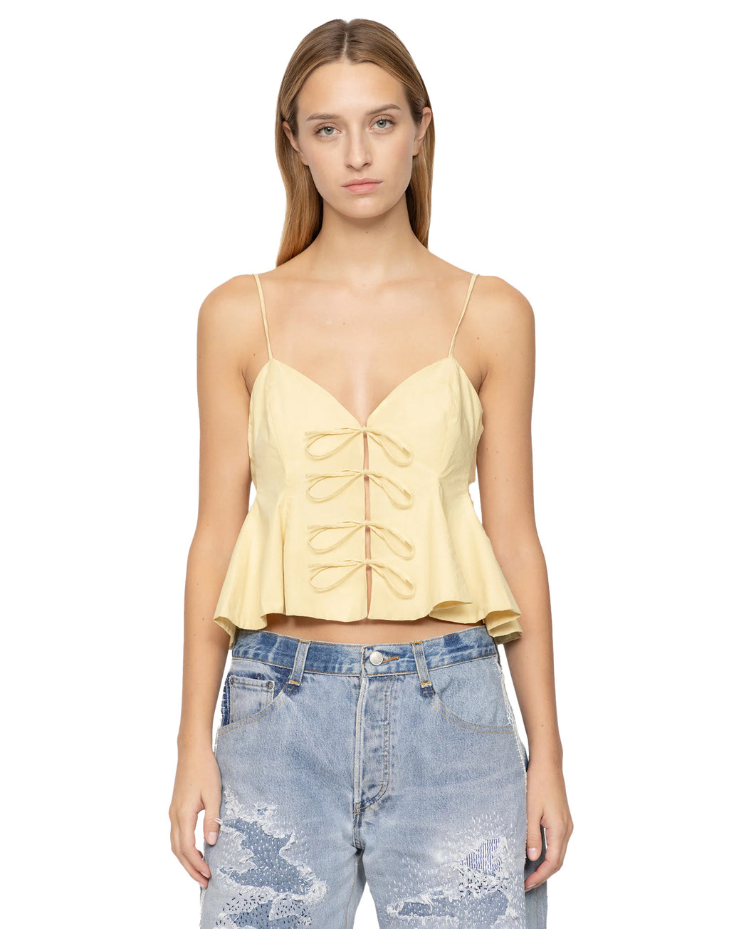 SEA NY Emmet Tank Top in Cotone con Chiusure Frontali