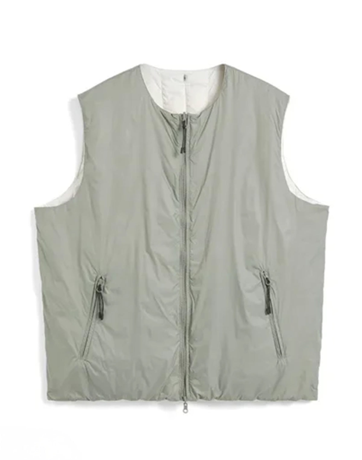 TAION Gilet Reversibile con Bottoni Cinesi Japan Special White/Sage