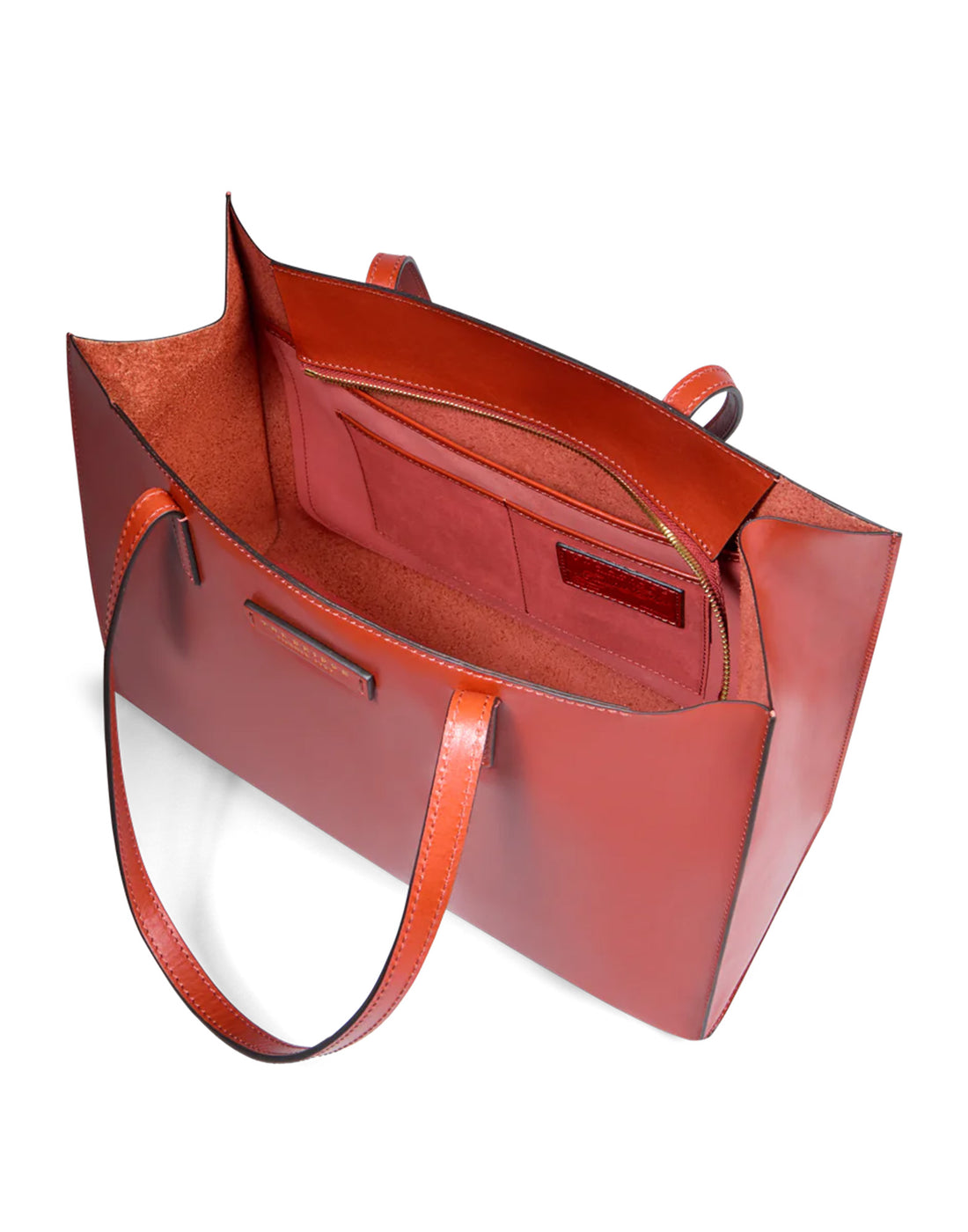 THE BRIDGE Shopper Mirra in Pelle Arancio Bruciato/Oro