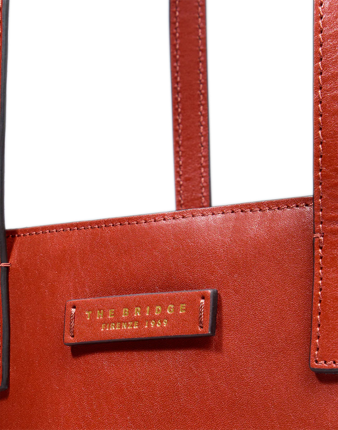 THE BRIDGE Shopper Mirra in Pelle Arancio Bruciato/Oro