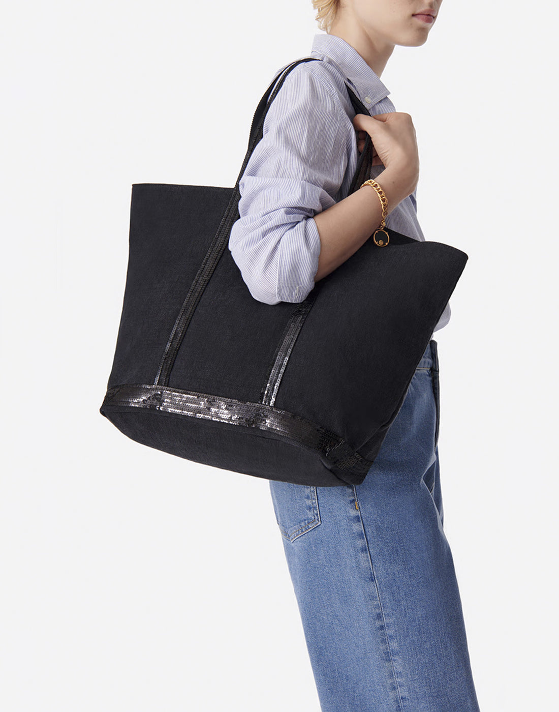 VANESSA BRUNO
Borsa Tote Cabas L in Lino con Zip Noir