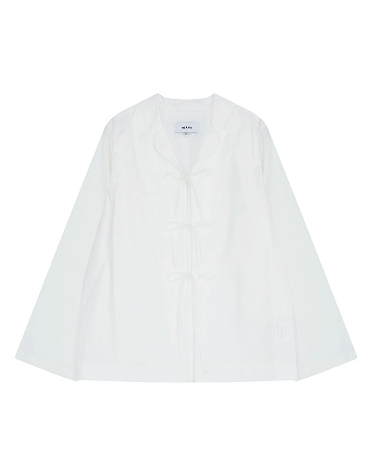 VIS A VIS Camicia in Cotone con Chiusura a Fiocchi Bianca