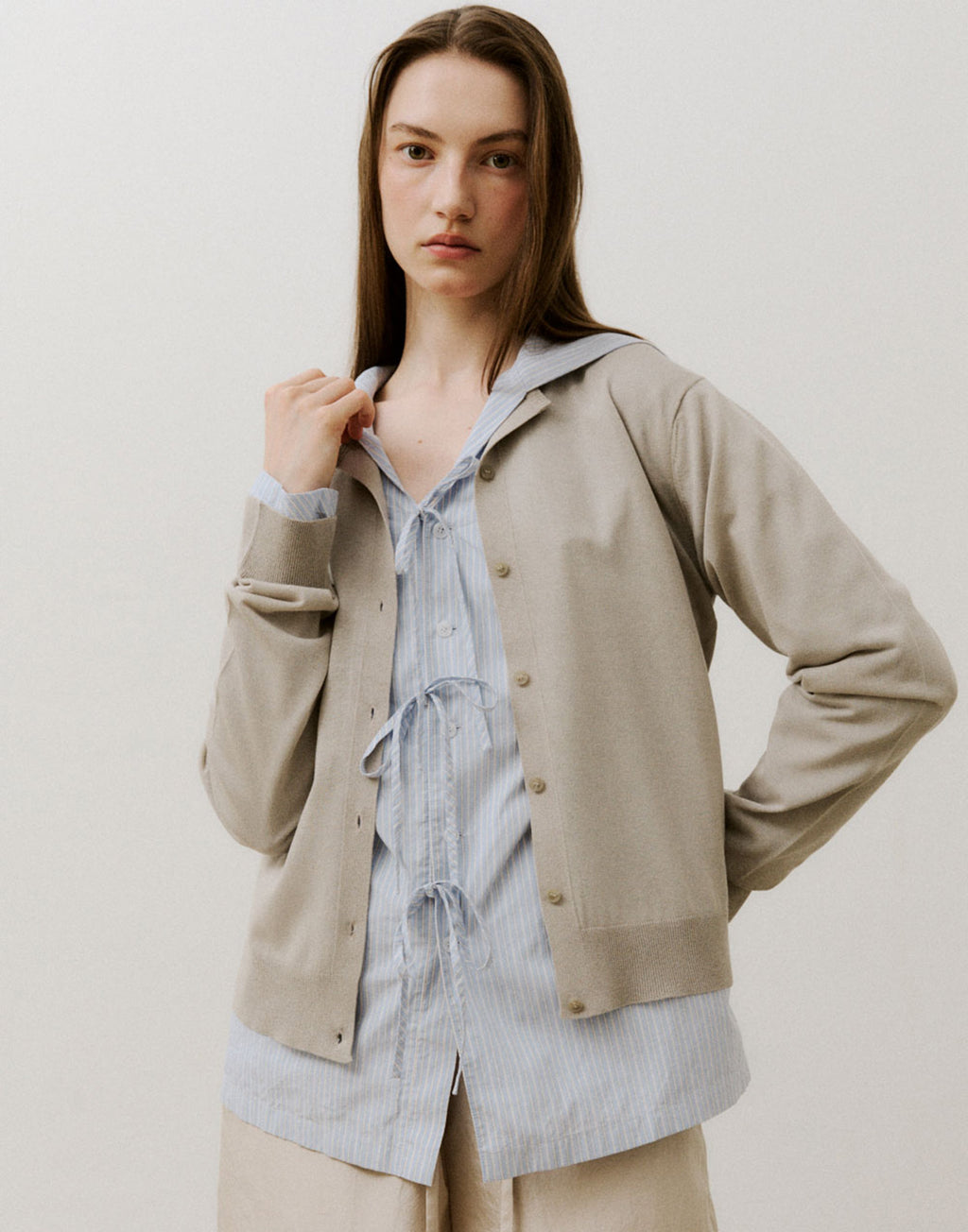 VIS A VIS Camicia a Righe con Colletto alla Marinara e Fiocchi Light Blue