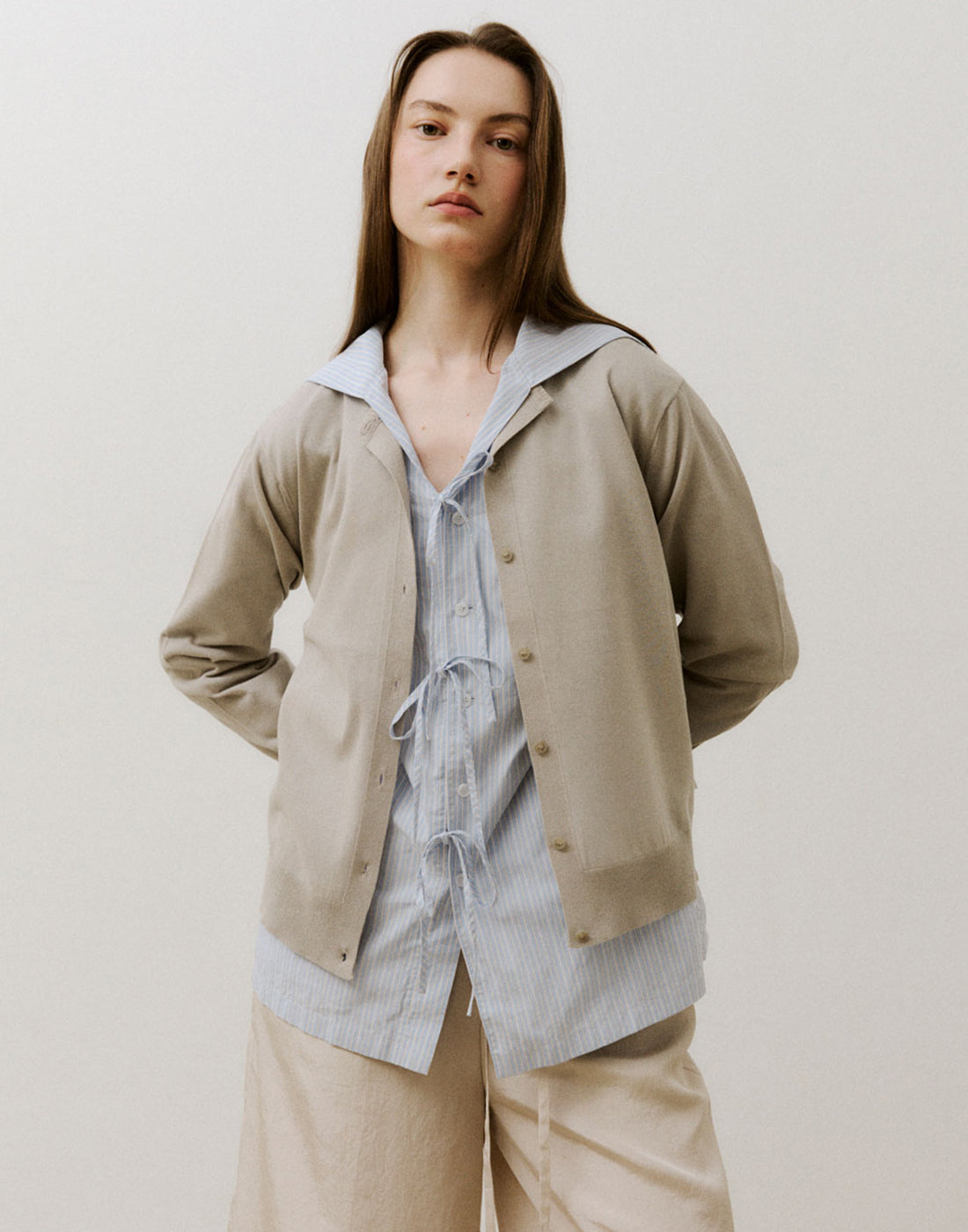 VIS A VIS Camicia a Righe con Colletto alla Marinara e Fiocchi Light Blue