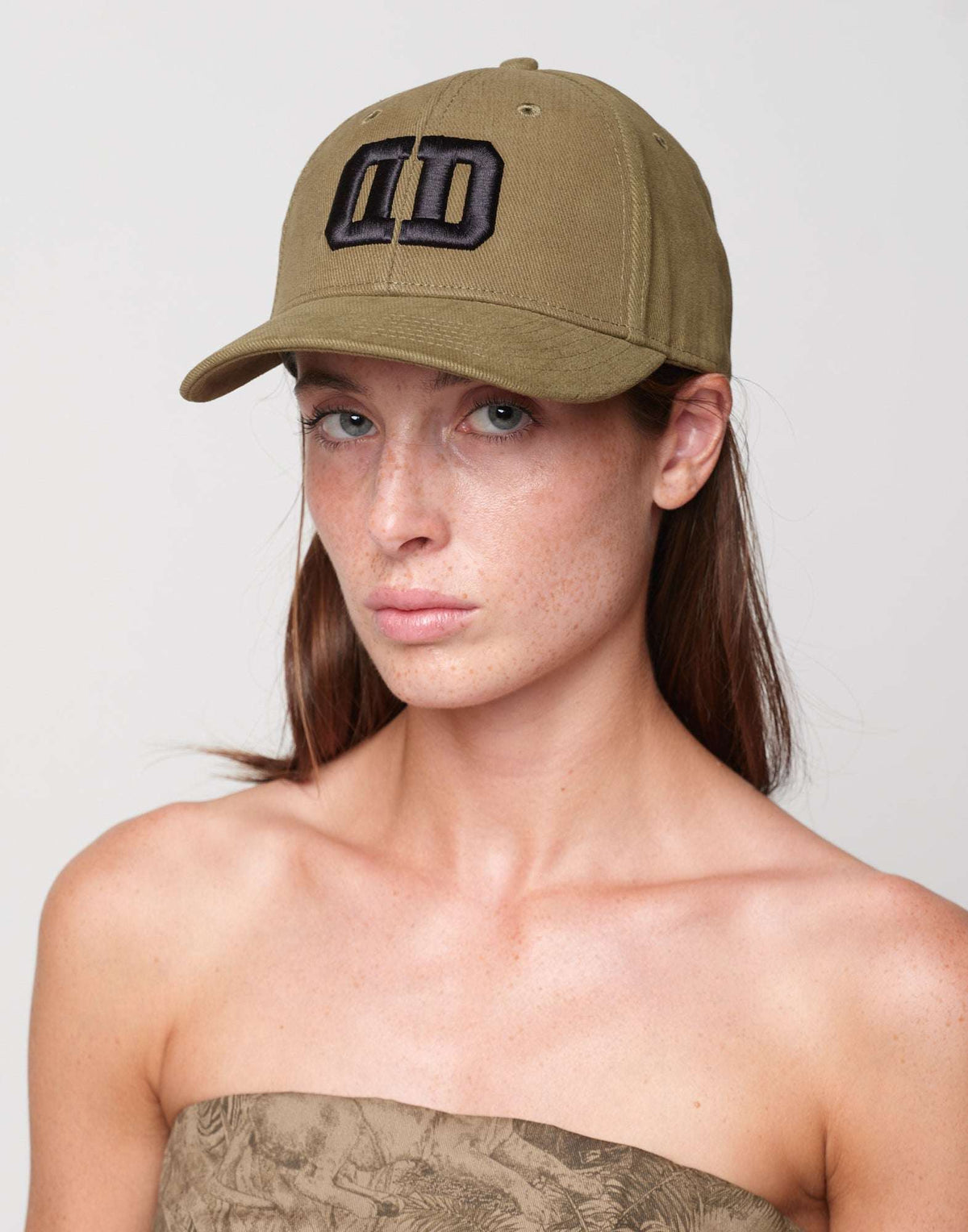 DOUUOD Cappello con Visiera Nero con Logo DD Ricamato Khaki