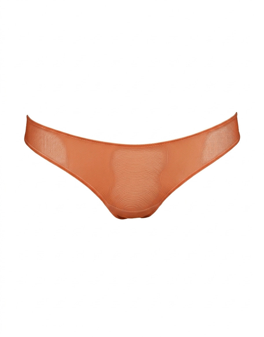 DOUUOD Slip a Brasiliana in Tulle Elasticizzato Arancio