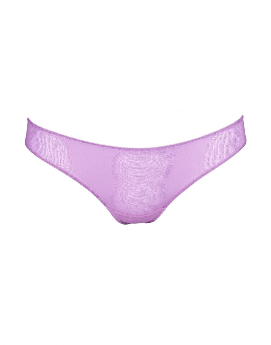 DOUUOD Slip a Brasiliana in Tulle Elasticizzato Lavanda