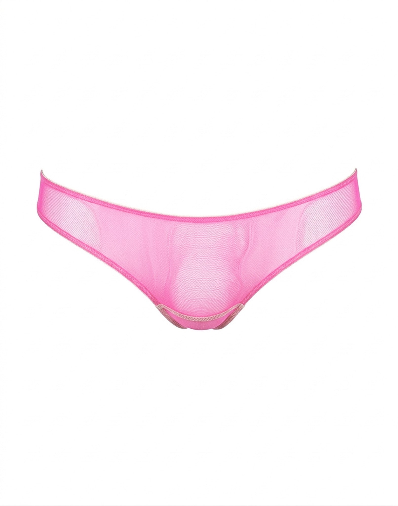 DOUUOD Slip a Brasiliana in Tulle Elasticizzato Rosa