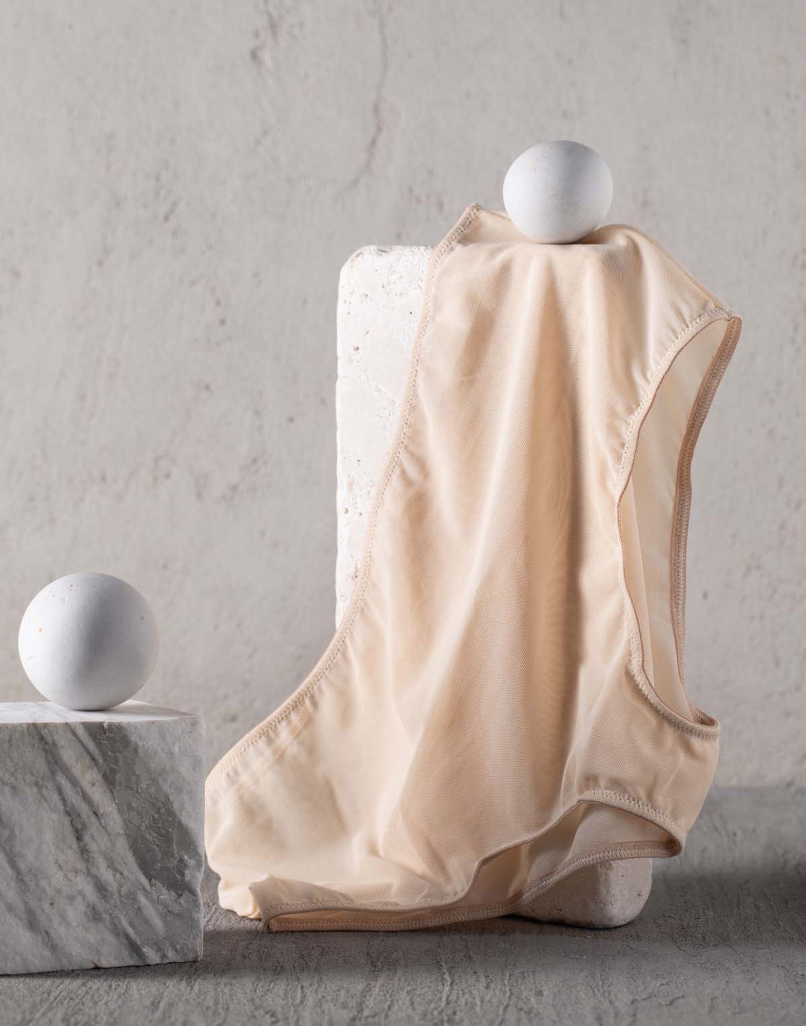 DOUUOD Slip a Culotte in Tulle Elasticizzato Nude