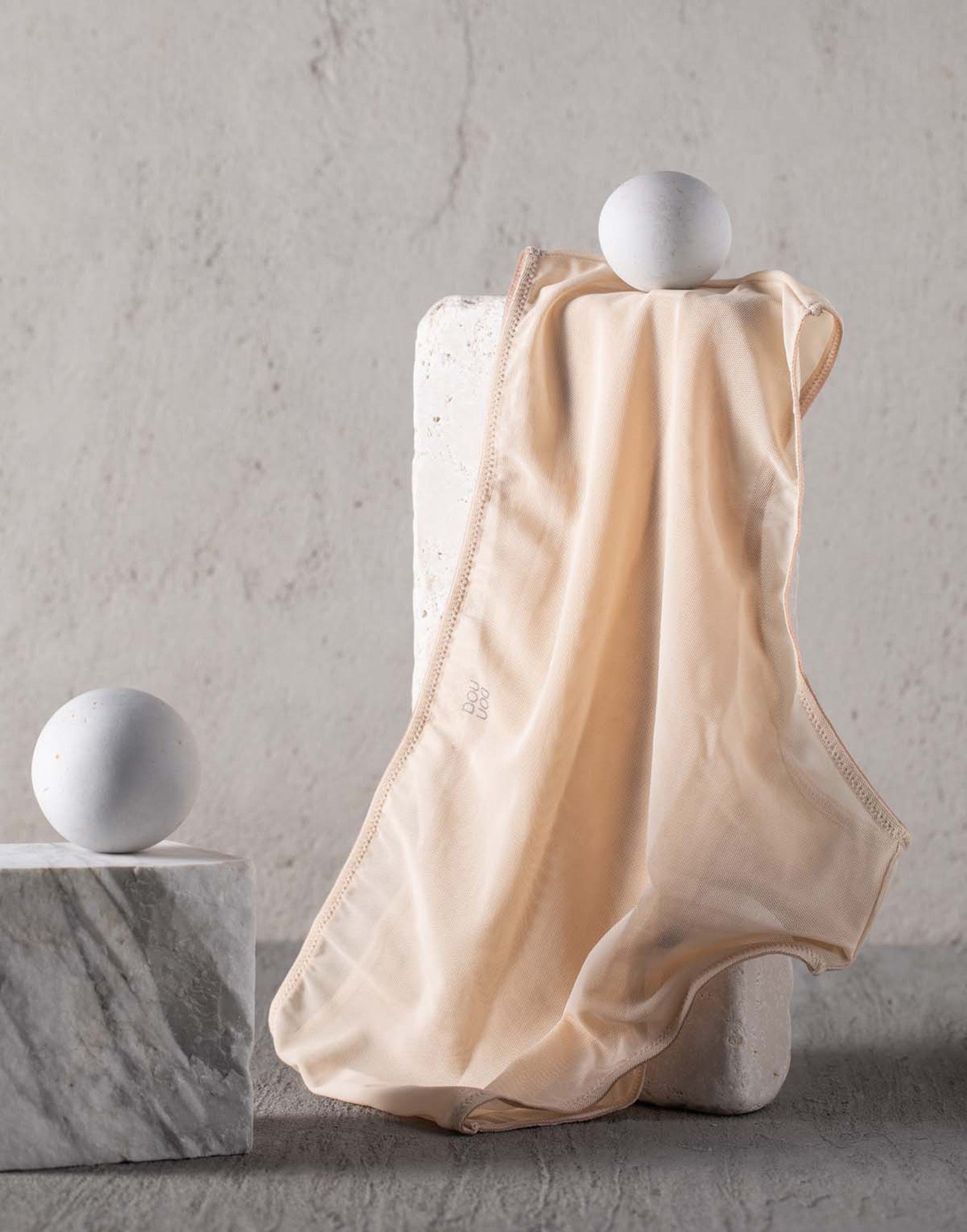DOUUOD Slip a Culotte in Tulle Elasticizzato Nude