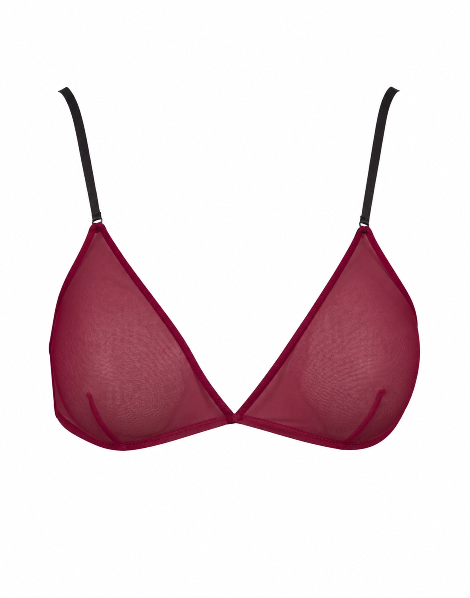 DOUUOD Reggiseno a Triangolo in Tulle Elasticizzato Bordeaux