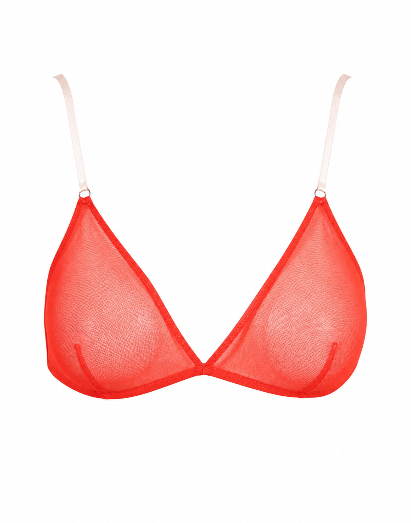 DOUUOD Reggiseno a Triangolo in Tulle Elasticizzato Corallo