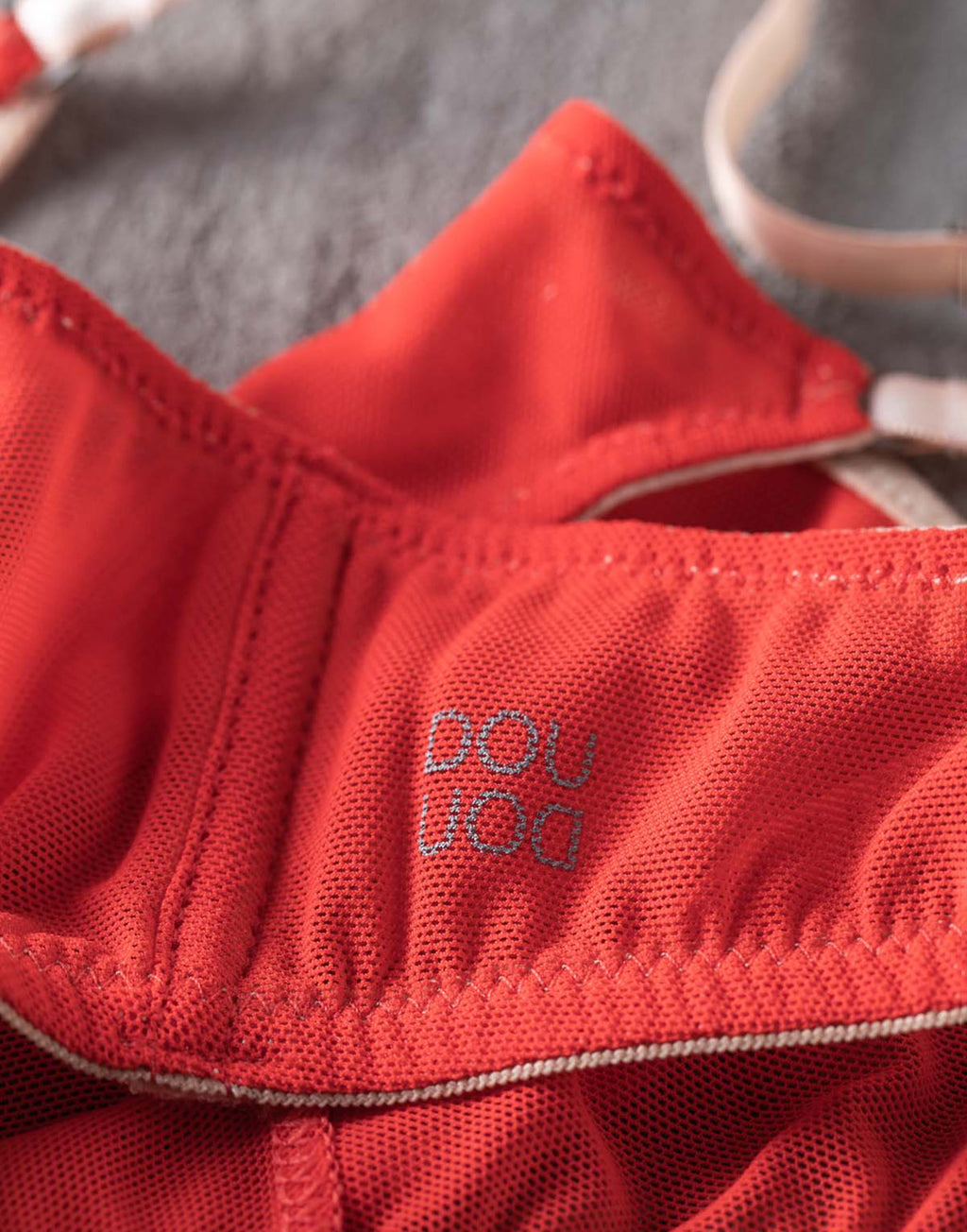 DOUUOD Reggiseno a Triangolo in Tulle Elasticizzato Corallo