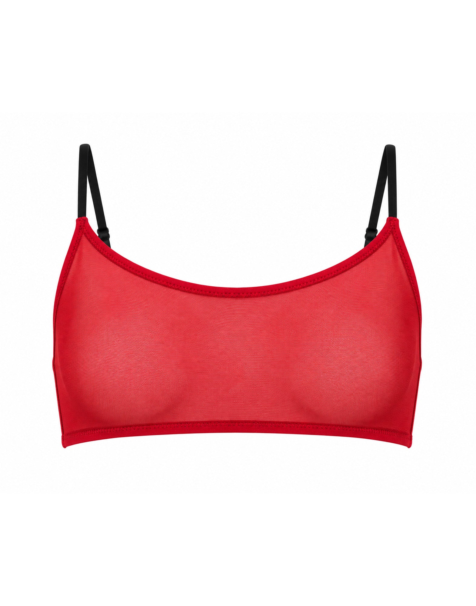 DOUUOD Reggiseno a Fascia in Tulle Rosso