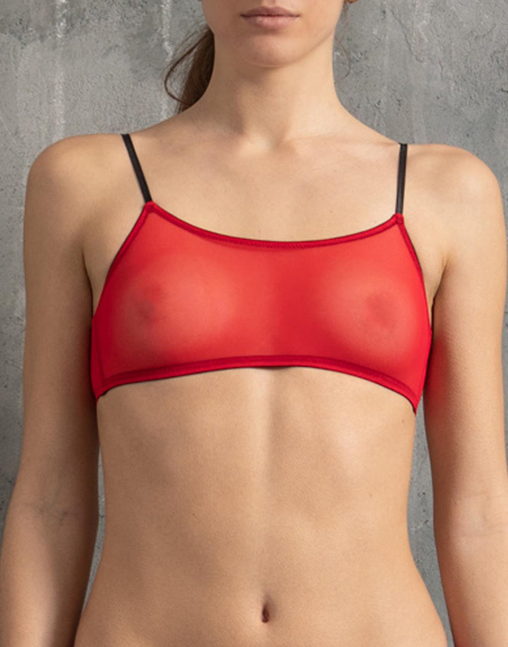 DOUUOD Reggiseno a Fascia in Tulle Rosso