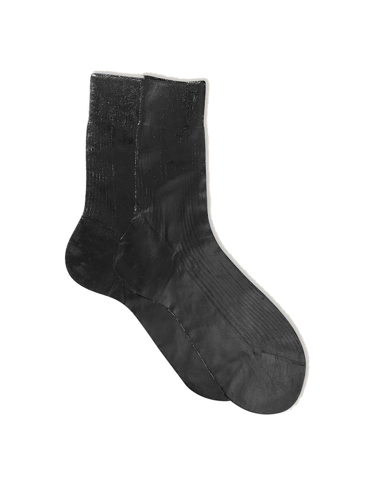 MARIA LA ROSA Calzini One Ribbed Laminated in Seta Neri