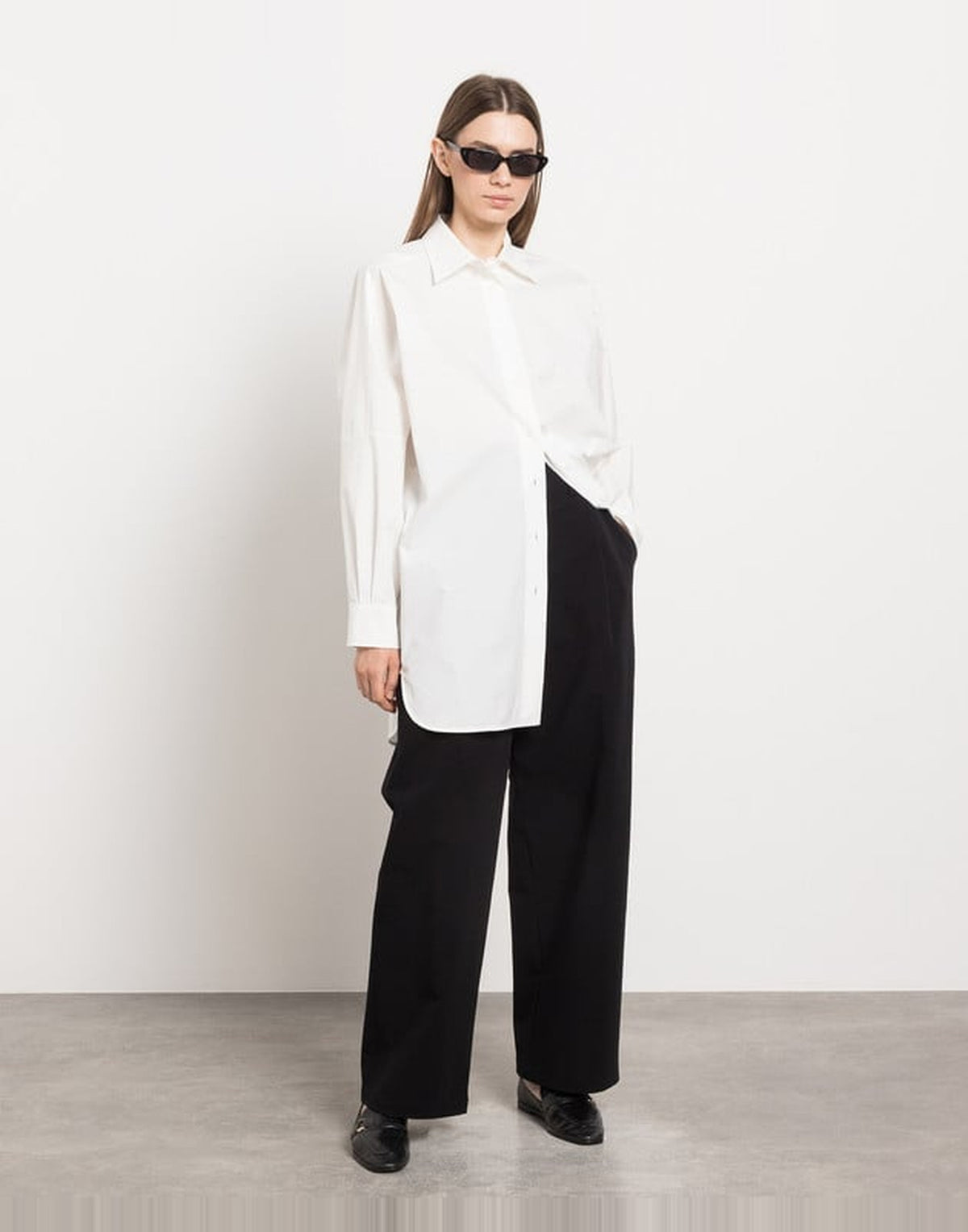 PHILOSOPHY Pantaloni a Vita Alta in Cotone Stretch Neri