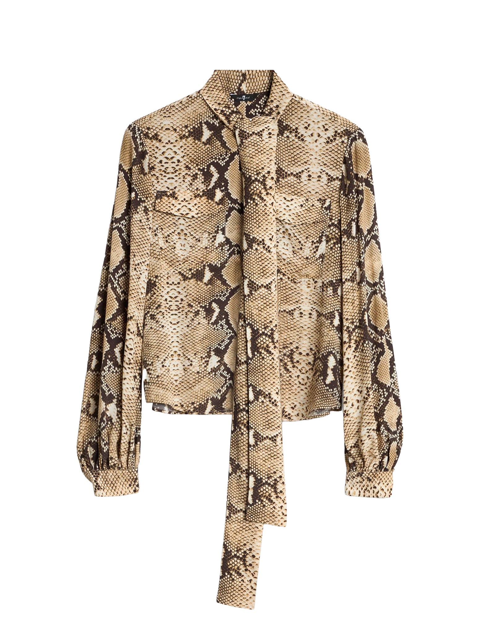 7 FOR ALL MANKIND Blusa con Maniche Balloon in Viscosa con Stampa Snake