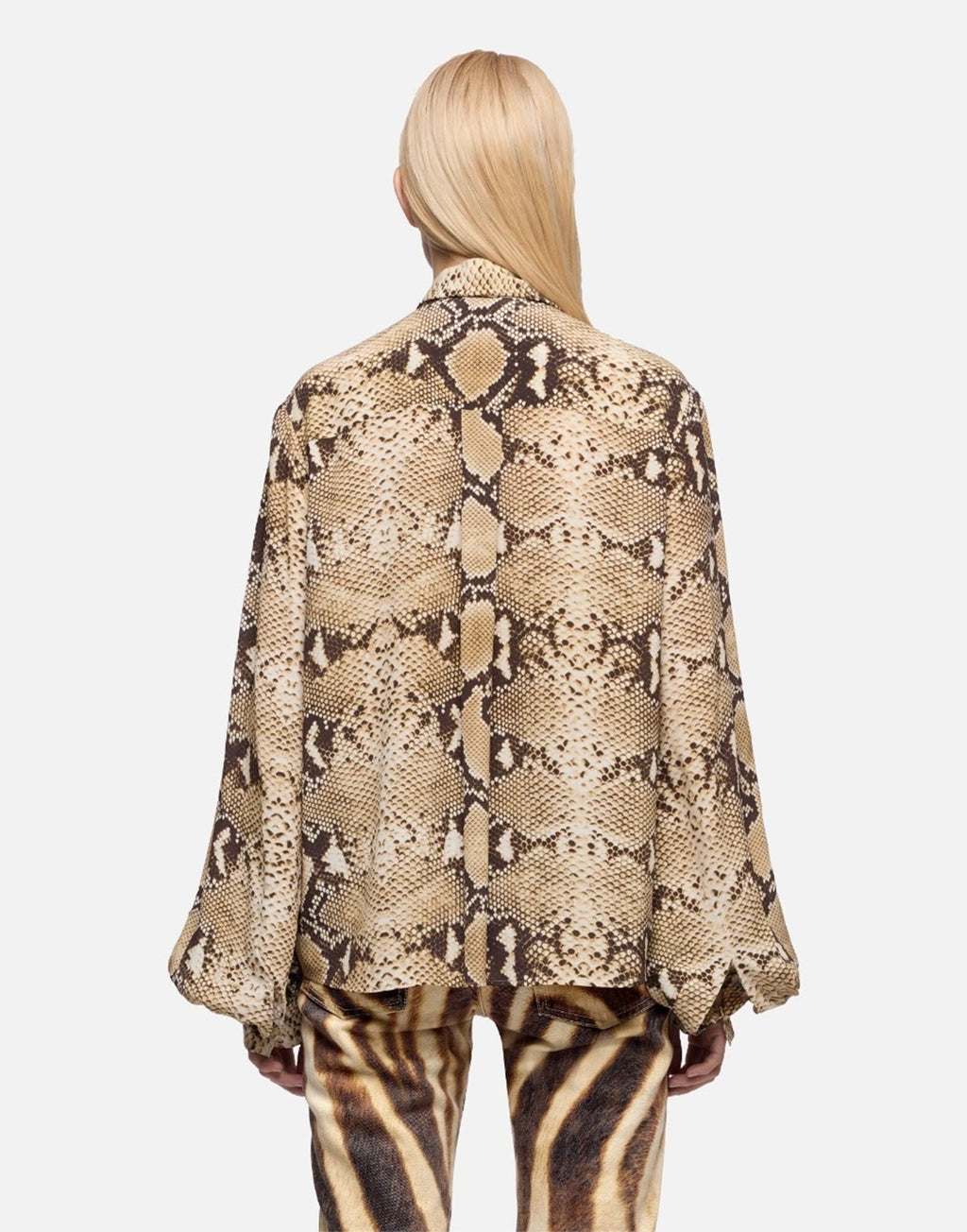 7 FOR ALL MANKIND Blusa con Maniche Balloon in Viscosa con Stampa Snake