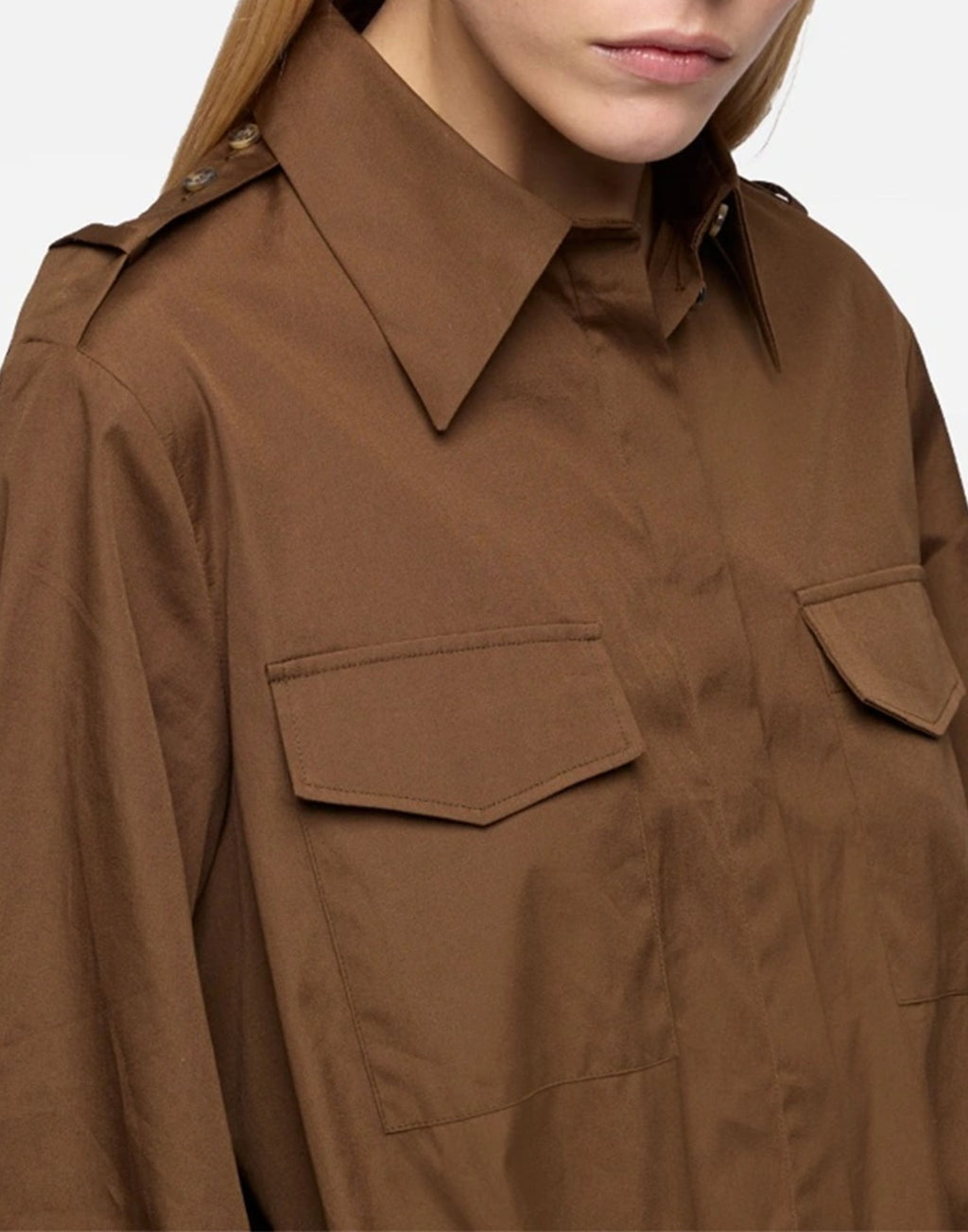 7 FOR ALL MANKIND Mini Abito Utility in Popeline Toffee